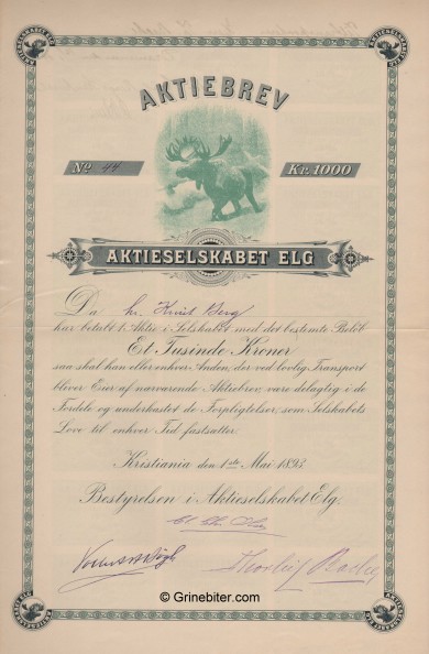 Elg old stock Certificate