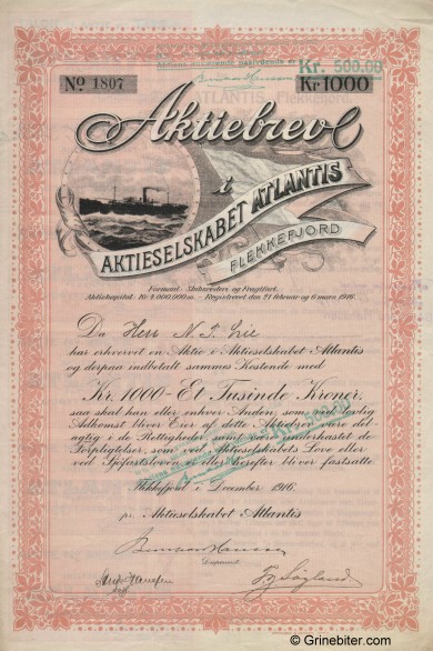 Atlantis old stock Certificate