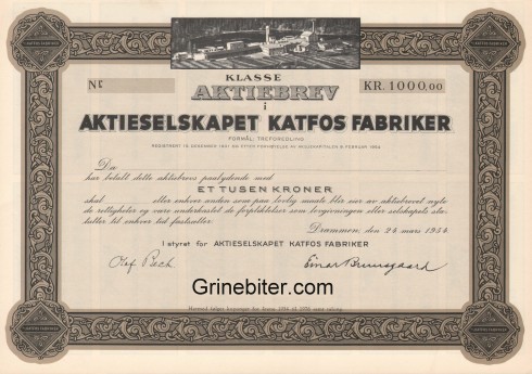 Katfos Fabriker Aksjebrev 
