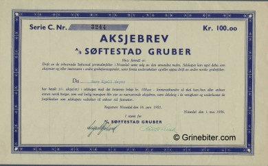 Sftestad Gruber A/S      Stock Certificate Aksjebrev