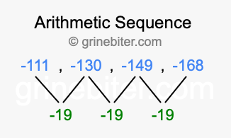 Sequence -111, -130, -149, -168,...