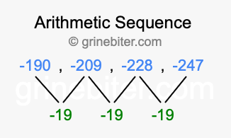Sequence -190, -209, -228, -247,...