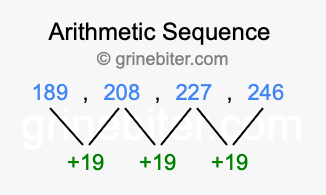 Sequence 189, 208, 227, 246,...