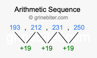 Sequence 193, 212, 231, 250,...