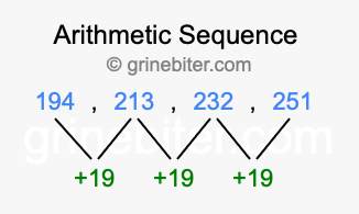 Sequence 194, 213, 232, 251,...