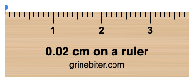 Where is 0.02 centimeters on a ruler