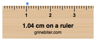 Where is 1.04 centimeters on a ruler