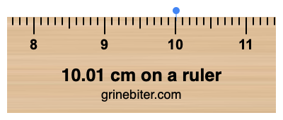 Where is 10.01 centimeters on a ruler