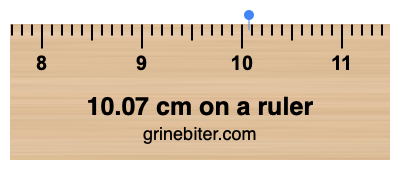 Where is 10.07 centimeters on a ruler