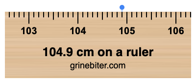 Where is 104.9 centimeters on a ruler