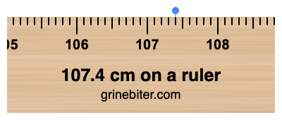 Where is 107.4 centimeters on a ruler