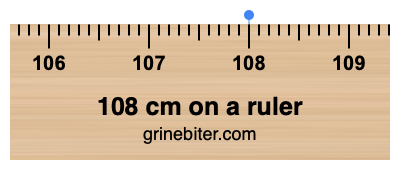 Where is 108 centimeters on a ruler