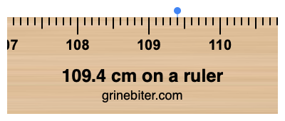 Where is 109.4 centimeters on a ruler