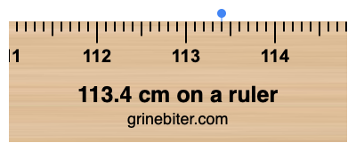 Where is 113.4 centimeters on a ruler