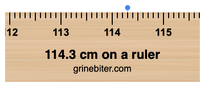 Where is 114.3 centimeters on a ruler