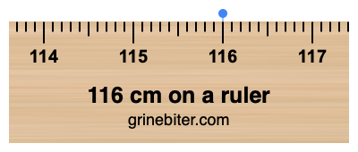 Where is 116 centimeters on a ruler