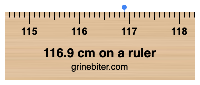 Where is 116.9 centimeters on a ruler