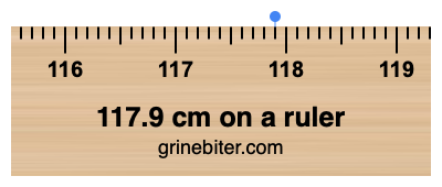 Where is 117.9 centimeters on a ruler