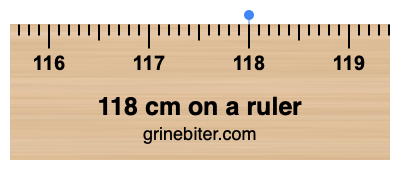 Where is 118 centimeters on a ruler