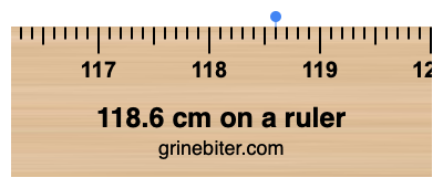 Where is 118.6 centimeters on a ruler