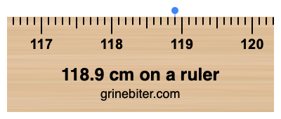 Where is 118.9 centimeters on a ruler