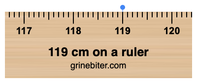 Where is 119 centimeters on a ruler