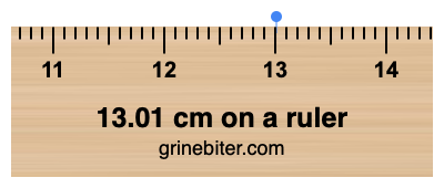 Where is 13.01 centimeters on a ruler