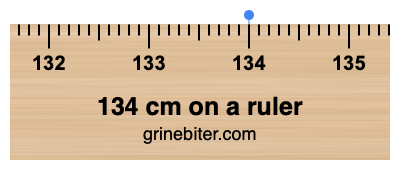 Where is 134 centimeters on a ruler