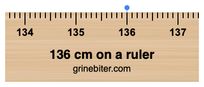 Where is 136 centimeters on a ruler