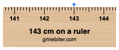 Where is 143 centimeters on a ruler