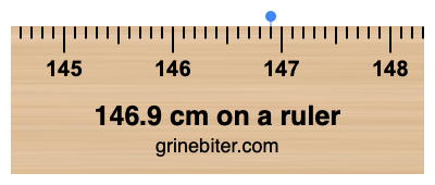 146.9 cm on a ruler Where is 146.9 centimeters on a ruler