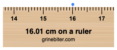 Where is 16.01 centimeters on a ruler