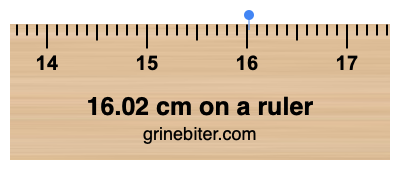 Where is 16.02 centimeters on a ruler