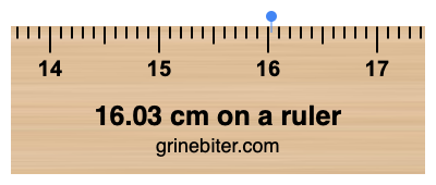 Where is 16.03 centimeters on a ruler