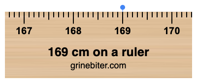 Where is 169 centimeters on a ruler