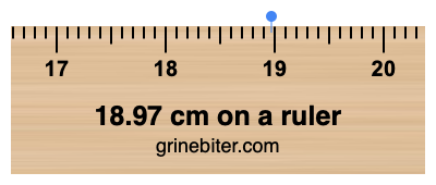 18.97 cm on a ruler Where is 18.97 centimeters on a ruler