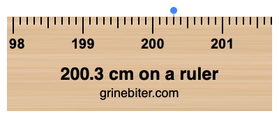 Where is 200.3 centimeters on a ruler