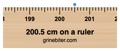 Where is 200.5 centimeters on a ruler