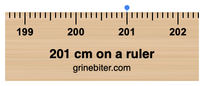 Where is 201 centimeters on a ruler