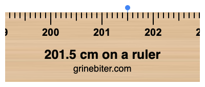 Where is 201.5 centimeters on a ruler