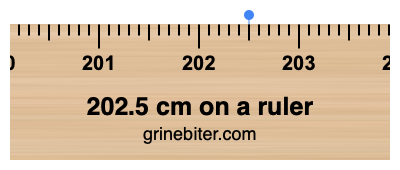 Where is 202.5 centimeters on a ruler