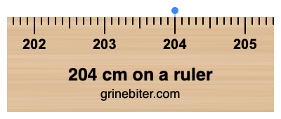 Where is 204 centimeters on a ruler