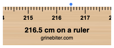 Where is 216.5 centimeters on a ruler