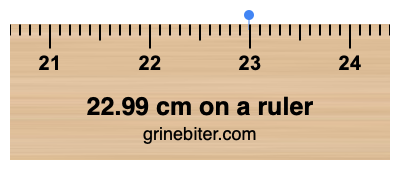 Where is 22.99 centimeters on a ruler