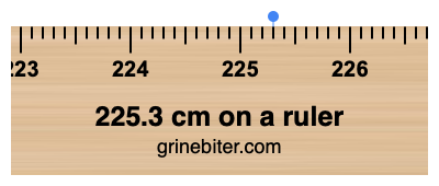 Where is 225.3 centimeters on a ruler