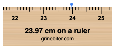 23.97 cm on a ruler Where is 23.97 centimeters on a ruler