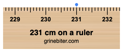 Where is 231 centimeters on a ruler