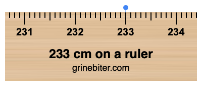Where is 233 centimeters on a ruler