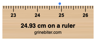 24.93 cm on a ruler Where is 24.93 centimeters on a ruler