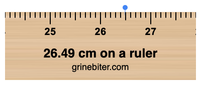 26.49 cm on a ruler Where is 26.49 centimeters on a ruler